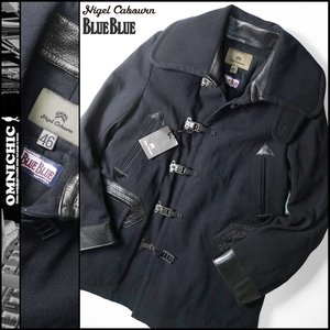 ■新品税込126,000円【Nigel Cabourn×BLUE BLUE】日本製/紺/ナイジェルケイボン×ブルーブルーメルトンウールクリップコートジャケット46