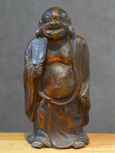 江戸期　古備前　布袋像　置物　約17.5cm　　検/備前焼時代縁起物仏像人形
