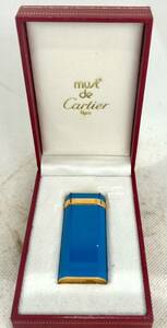 (動作未確認) カルティエ バイカラー ガスライター ライトブルーｘゴールド Cartier 着火未確認 メンズ 箱付き　1円スタート
