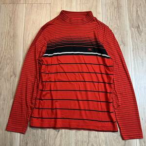 【送料360円】美品 BURBERRY GOLF バーバリー ゴルフ ボトルネック 長袖Tシャツ 赤 男女兼用 ゴルフウエア 日本製 ロンT カットソー R-3502