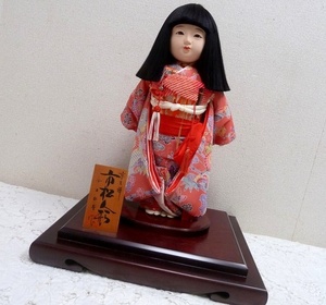 (☆BM)小出松寿 作 市松人形 京友禅 正絹本仕立て 浪速のいちまてん 日本人形 ガラスケース 女の子 日本偶人 娃娃 置物 節句 