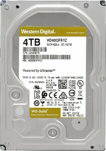 新品 Western Digital WD4003FRYZ HDD 4TB WD Gold エンタープライズ 3.5インチ 内蔵HDD