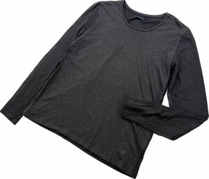 PETIT BATEAU ☆ 至高の肌触り◎ コットン リネン ラメ Tシャツ 長袖 グレー カットソー M リラックス ポルトガル製 プチバトー■S2360