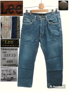 日本製★W33(約79cm)【Lee/リーRIDERS/ライダース】ビンテージ/1950年代/センター赤タグ/101B/片耳/4101/ユニオンチケット/★