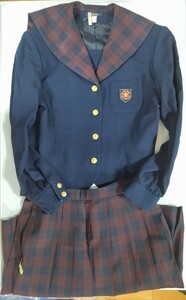 岡山県[就実中学校]女子制服 HANAE MORI ハナエモリ　160A　冬服セーラー服　冬服上下セット(62.50)