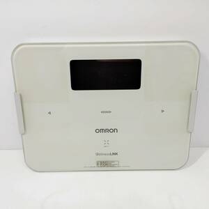 ●動作品 オムロン HBF-252F-W 体重体組成計 OMRON ホワイト 体重計 体脂肪 ヘルスメーター ウエルネスリンク対応 M692