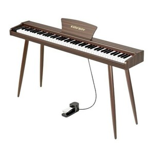 1円スタート KIMFBAY 電子ピアノ 88鍵盤 木製 電子 キーボード ポータブルピアノ Digital Piano 初心者 子供 ライトブラウン D02051