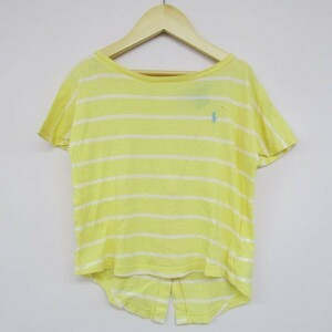 ラルフローレン 半袖ボーダーシャツ 背中ボタン ロゴ刺繍 女の子用 5 115サイズ 黄 キッズ 子供服 Ralph Lauren