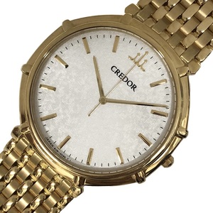 セイコー SEIKO クレドール CREDOR ジュリ 無垢 GBAR022 ホワイト K18YG AT 腕時計 レディース 中古