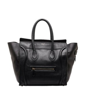 セリーヌ ラゲージ ミニショッパー ハンドバッグ ブラック レザー レディース CELINE 【中古】