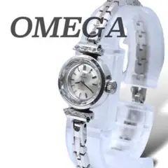 OMEGA オメガ　カットガラス　手巻き　時計　メタルベルト　シルバー