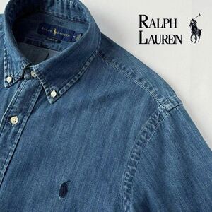 ラルフローレン RALPH LAUREN ボタンダウン デニムシャツ M 175/96A (日本L) インディゴ ブルー シャツ 