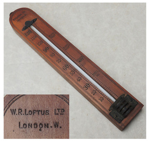 イギリス製 アンティーク 温度計 ◆ W.R.LOFTUS LONDON ◆ 木製 レトロ ビンテージ 古道具 古民家