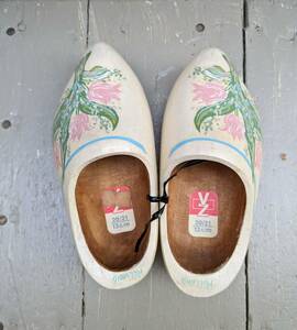 木靴　クロンプ　インテリア雑貨　子供用　オランダ　チューリップ　holand　レトロ　 アイボリー　