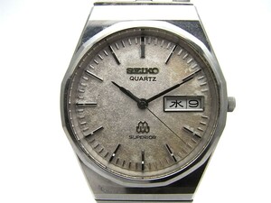 1000円スタート 腕時計 SEIKO セイコー SUPERIOR スーペリア 9983-7000 ツインクオーツ QZ デイデイト シルバー文字盤 WHO B①921