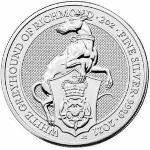 [保証書・カプセル付き] 2021年 (新品) イギリス「クィーンズ ビースト・グレイハウンド」純銀 2オンス 銀貨