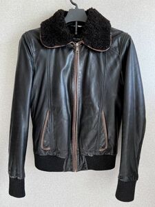 DOLCE&GABBANA 襟ムートン ラムレザージャケット 44