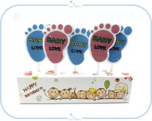 E228 BF ベビー フット キャンドル ロウソク ケーキ デコレーション 海外 デザイン 誕生日 パーティー ベイビー 赤ちゃん ブルー ピンク