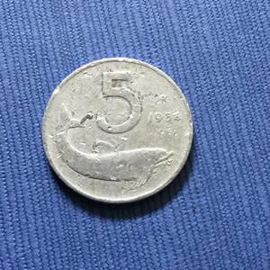 イタリア硬貨5リラコイン1954年
