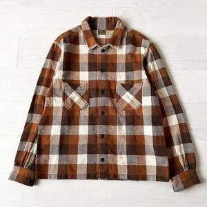 希少 TENDERLOIN テンダーロイン ヘビーフランネル ブロックチェック シャツ M ブラウン T-HEAVY FLANNEL 日本製 バッファロー ジャケット