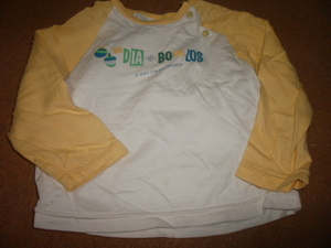 フーセンウサギ ELLE エル 長袖カットソー 長袖Tシャツ ロゴ 白×黄色 90