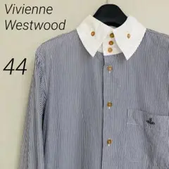 【人気定番】ヴィヴィアンウエストウッドマン　オーブ刺繍ストライプ長袖シャツ