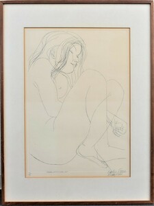 イタリアの彫刻家・画家　　　エミリオ・グレコ　　銅版画　　「うずくまる女NO2」　　　　　　【正光画廊】