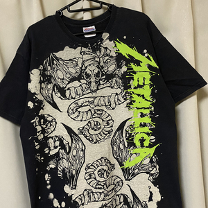 00s ビンテージ METALLICA メタリカ Tシャツ メタル バンド Pushead パスヘッド ブラック黒 L 大判フルプリント モスキートヘッド レア古着