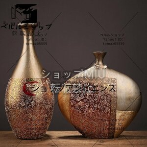 特売！手作り ２点セットヨーロッパ式　花瓶　置き物　セラミックス　応接間　生け花　創意　花瓶　飾り物