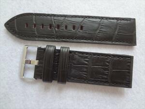 腕時計バンド 26mm パネライ用 レザーベルト 黒色 ブラック 黒 アリゲーター型押しデザイン Hadley Roma