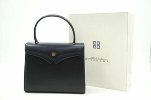 ジバンシィ ヴィンテージ ハンドバッグ 4Gロゴ フォーマル レザー 紺 ネイビー GIVENCHY 8231h