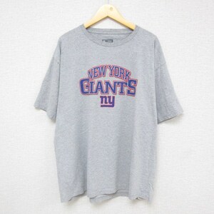 XL/古着 半袖 Tシャツ メンズ NFL ニューヨークジャイアンツ 大きいサイズ コットン クルーネック グレー 霜降り アメフト スーパーボ