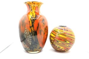 KAMEI GLASS （カメイガラス）　花瓶/花入/フラワーベース　マーブル　2つ　インテリア　アンティーク　