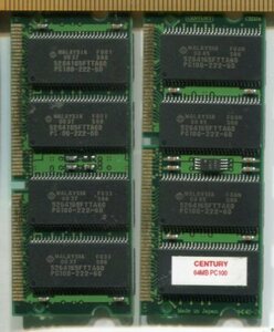【CENTURY】64MB-PC100-144pin SDRAM SO-DIMM（２枚組・計128MB）」