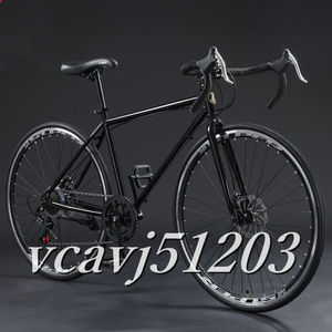 ◆美品◆2024年モデル SHIMANO 7段変速！ロードバイク 軽量 前後ディスクブレーキ 通勤 通学 700C 自転車 ブラック