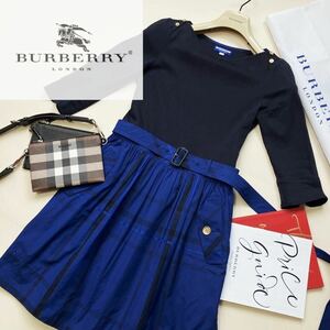 M18【バーバリー正規購入】参考価格9万●超美品BURBERRY BLUE LABEL●収納カバー附属●高級コットンワンピース バーバリー レディース M