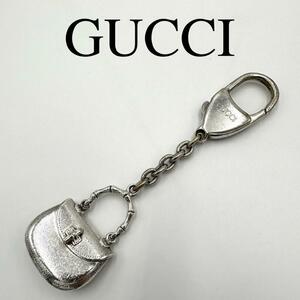 希少 GUCCI グッチ バッグチャーム バンブー ワンポイントロゴ シルバー