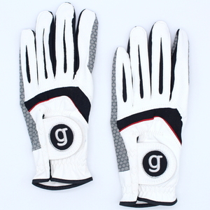 ★G-GOLF シリコン樹脂加工 非公認 ゴルフグローブ 左手用 2枚組 ホワイト M(23-24cm)★送料無料★