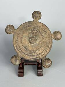 日本古美術　古墳時代後期(5-6世紀) 　古銅製　草幾何学文五鈴鏡　発掘出土品　古鏡　和鏡　銅鏡　コレクター放出