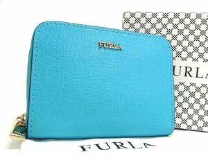 ■新品■未使用■ FURLA フルラ レザー ラウンドファスナー コンパクト 財布 ウォレット コインケース レディース ライトブルー系 AW5305