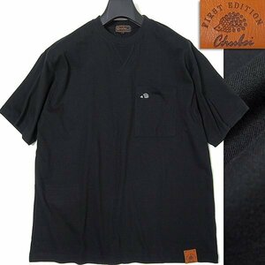 新品 チュウベイ 24SS コットン 刺繍ポケット 半袖 カットソー M 黒 【CH1442093_99】 CHUBEI 春夏 メンズ Tシャツ 丸首 ネームタグ