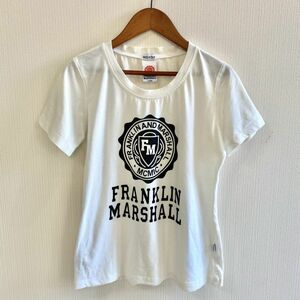 大きいサイズ Franklin &Marshall フランクリン マーシャル レディース 半袖 Tシャツ カットソー ホワイト 白色 Lサイズ ロゴ イタリア製