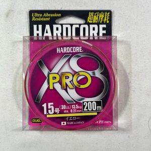 DUEL (デュエル) HARDCORE (ハードコア) PEライン 1.5号 HARDCORE X8 PRO 200m イエロー H3886-Y【新品未使用品】N8872