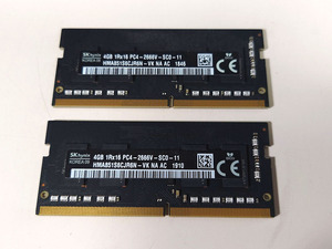 【中古】Apple Mac mini用 SK Hynix 4GB 1R×16 PC4 2666V DIMM DDR4 SDRAM メモリ(2枚セット)