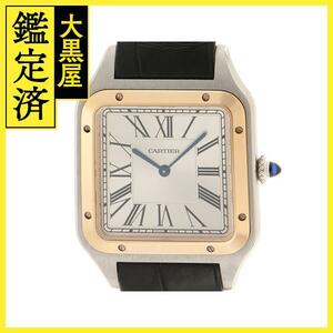 Cartier カルティエ　サントスデュモンXL　W2SA0017　ステンレス/ピンクゴールド/革　シルバー色文字盤　腕時計　手巻き【200】