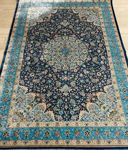百貨店展示品　シルク100％ 最高峰225万ノット　イラン産　手織り 高級ペルシャ絨毯 101×152cm　#9