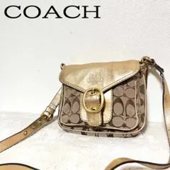 美品✨COACH コーチショルダーバッグハンドバッグブラウン茶シグネチャー総柄