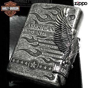 ZIPPO ハーレーダビッドソン ジッポ ライター アンティークシルバー 銀古美 3面大型メタル 鷲 HARLEY-DAVIDSON 日本国内限定モデル メンズ