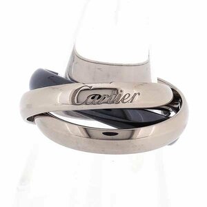 【送料無料】【本物】Cartier★カルティエ★750WG★トリニティリングクラシックセラミック★49★約9号★指輪★K18WG★磨き済み★箱★保証書