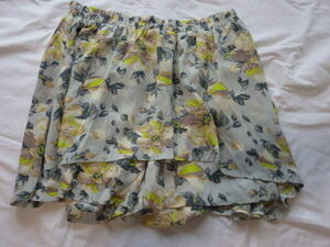 レディース フレア スカートパンツ 64～70㎝ Mサイズ サックス お花柄 